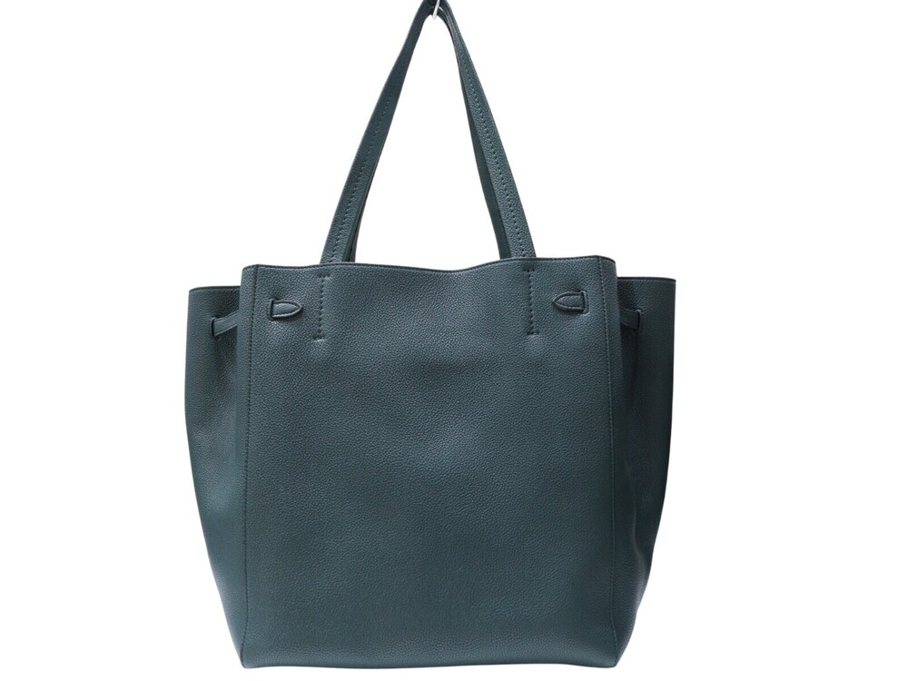 Celine Green Tote Cabas Bag Business Leather Phantom Green
